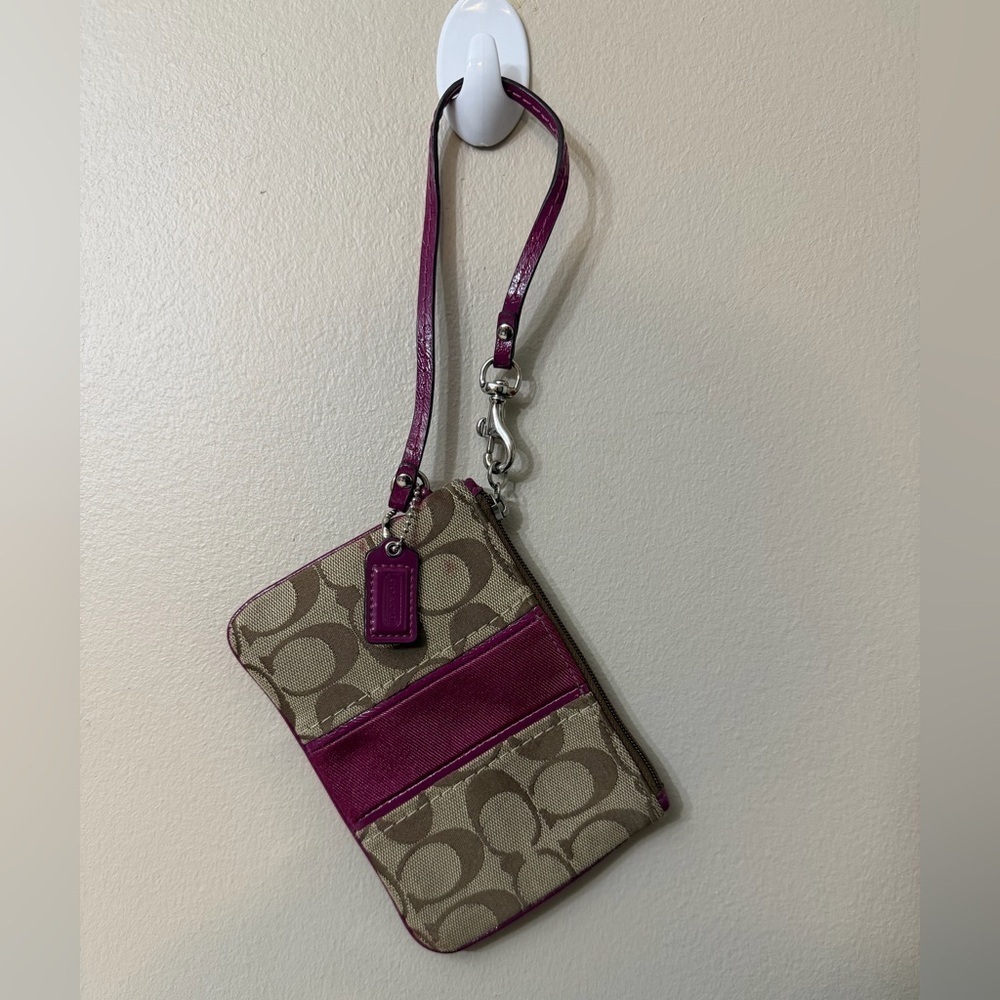 Coach Tan and Pink Wristlet
